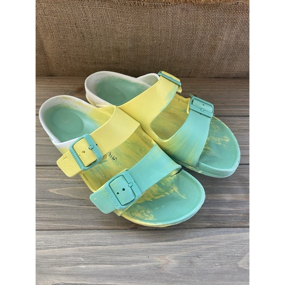 Birkenstock Shoes - Birkenstock Yellow Green Tie Dye Arizona Eva Buckle Sandal Womens Size 10